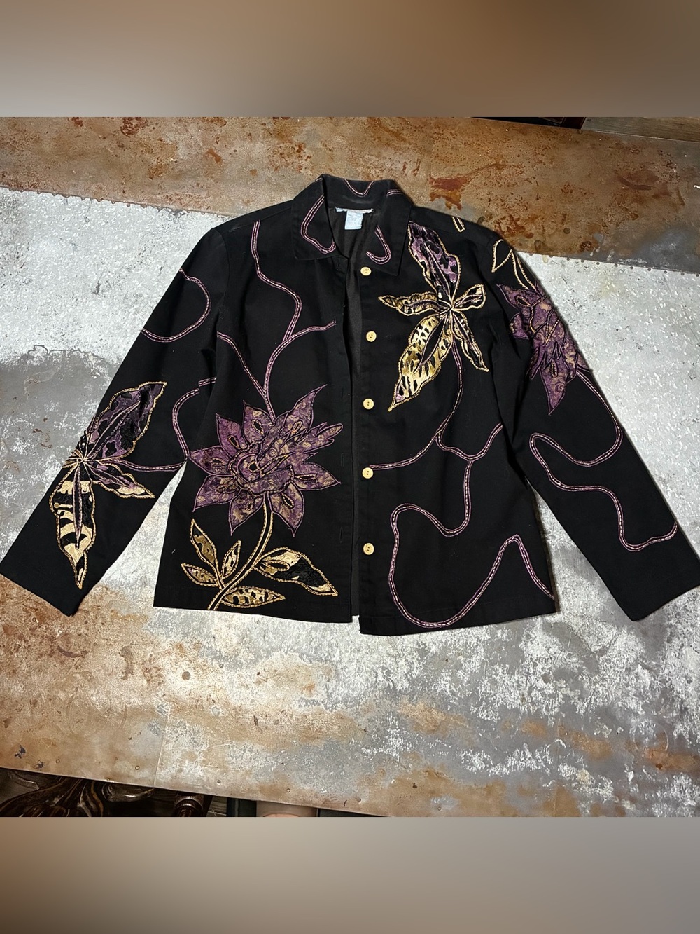 Vintage half moon bay floral embroidered jacket y2k